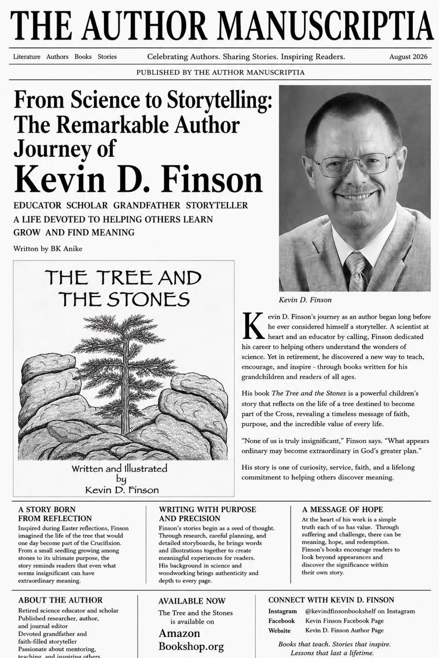 Author Manuscriptia editorial feature for The Tree and the Stones by Kevin D. Finson